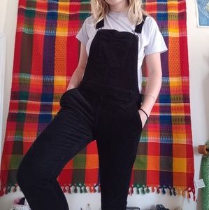 Black corduroy overalls